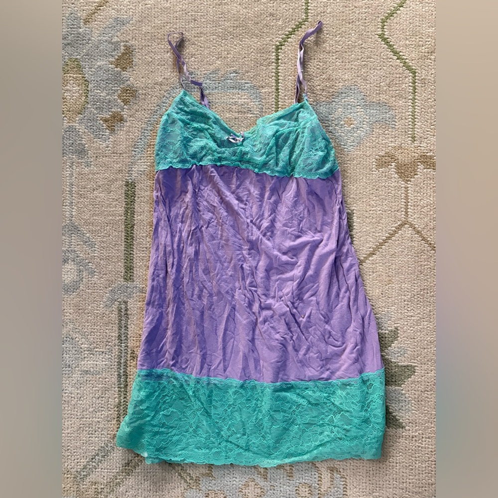 Honeydew Intimates Purple and Teal Lace Chemise